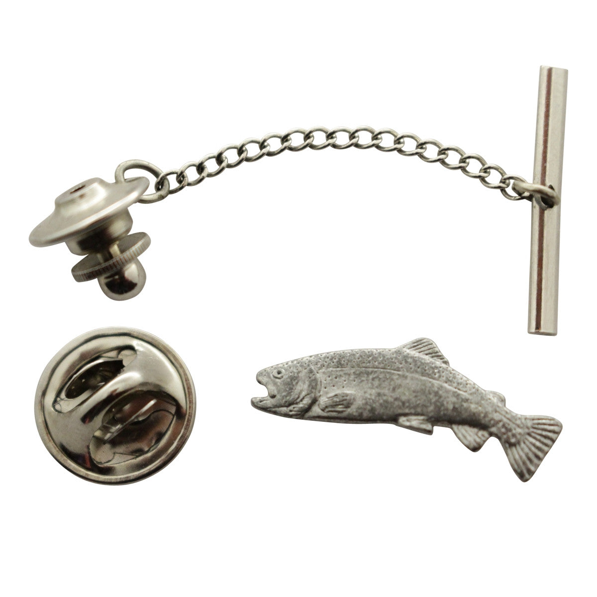 Rainbow Trout Tie Tack ~ Antiqued Pewter ~ Tie Tack or Pin ~ Antiqued Pewter Tie Tack or Pin ~ Sarah's Treats & Treasures